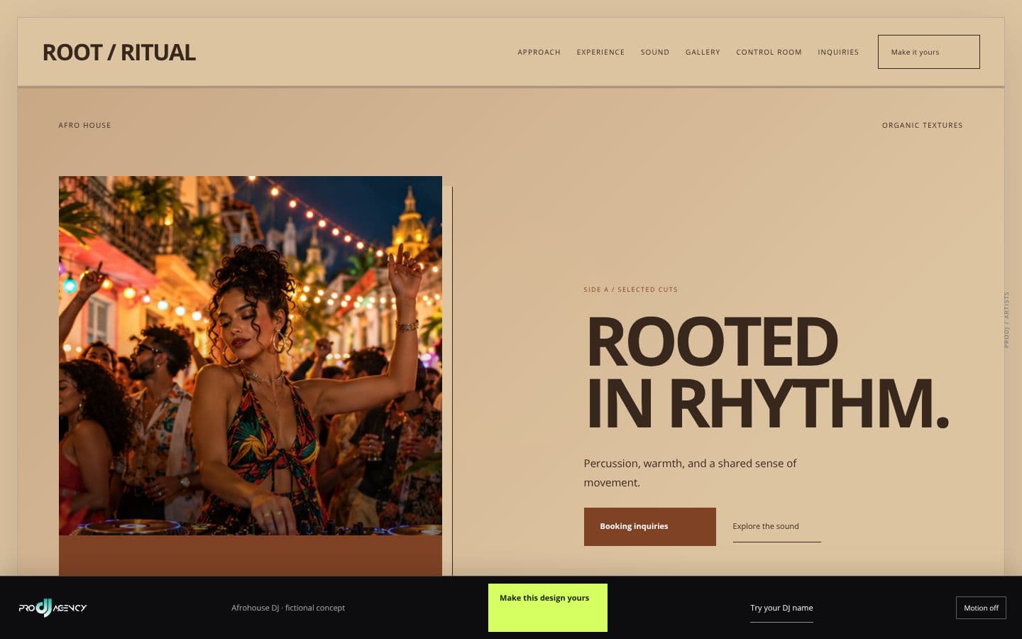Afrohouse DJ website design preview