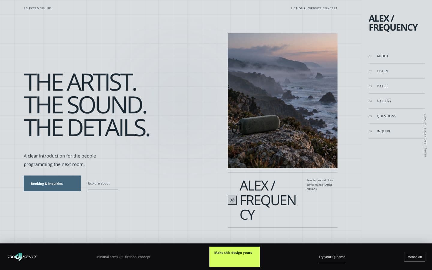 Minimal press kit website design preview