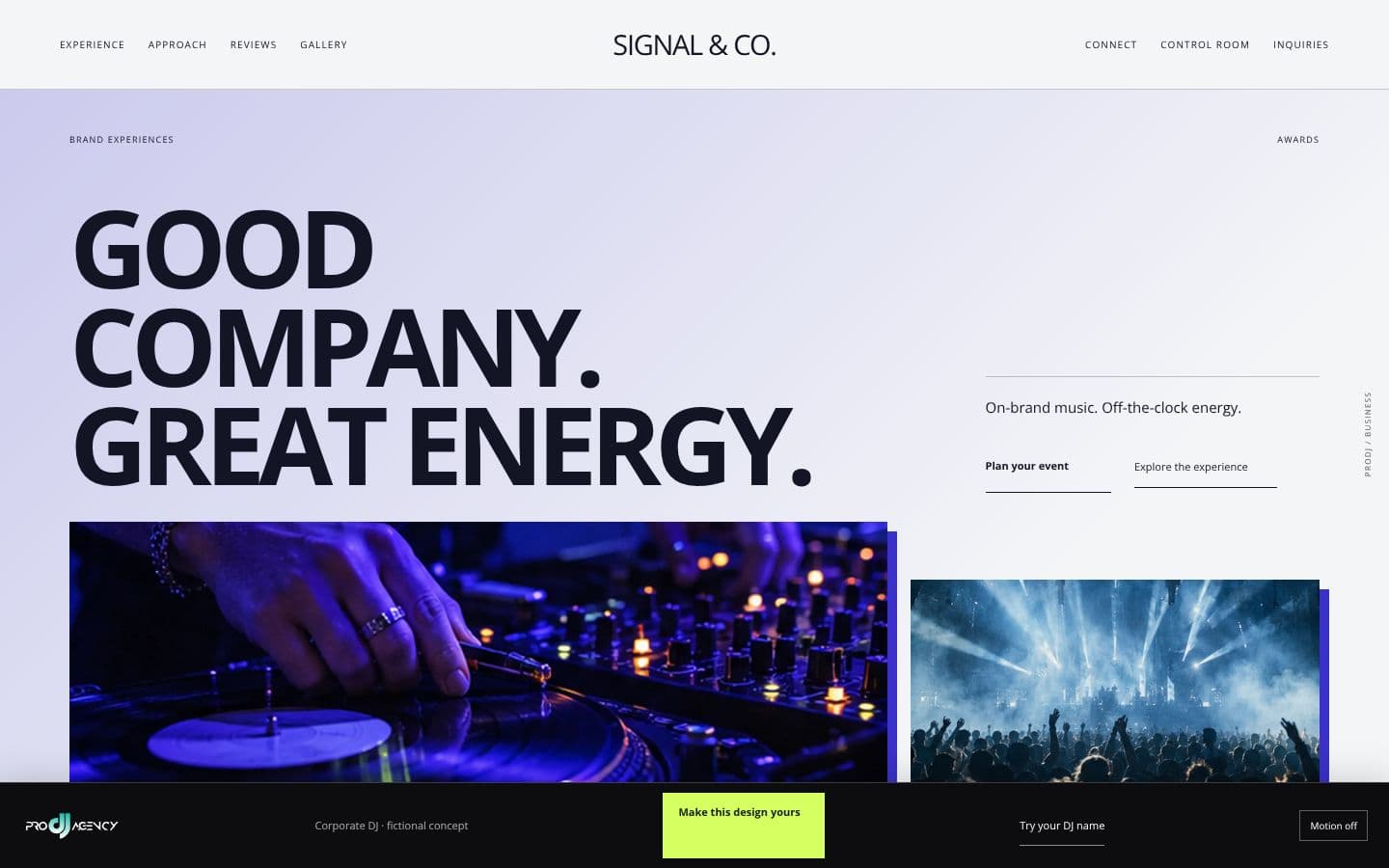 Corporate DJ website design preview